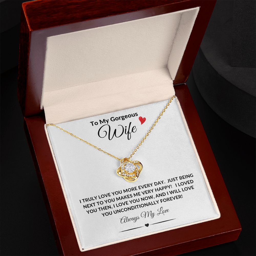 To My Gorgeous Wife Love Knot Necklace