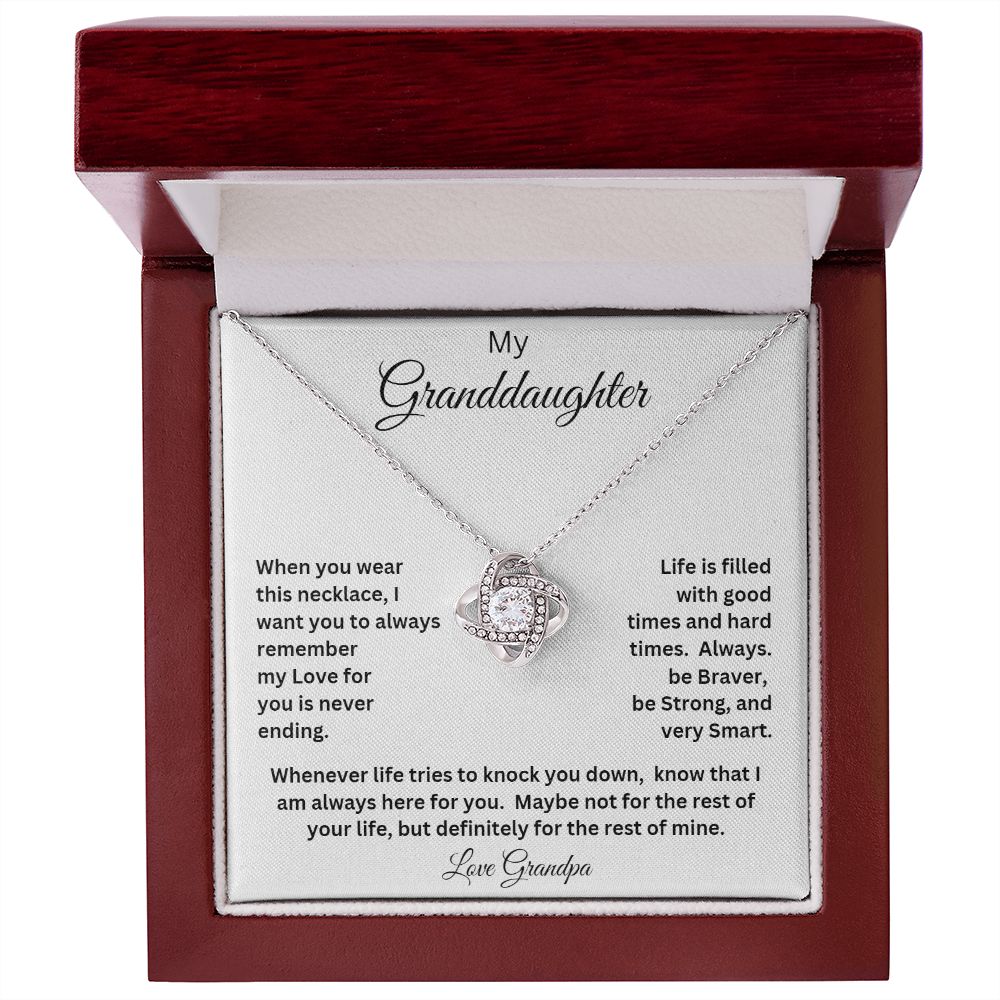 MY GRANDDAUGHTER LOVE GRANDPA LOVE KNOT NECKLACE