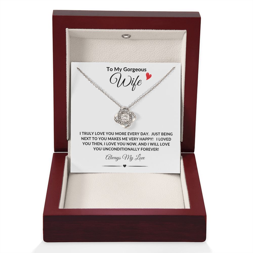 To My Gorgeous Wife Love Knot Necklace