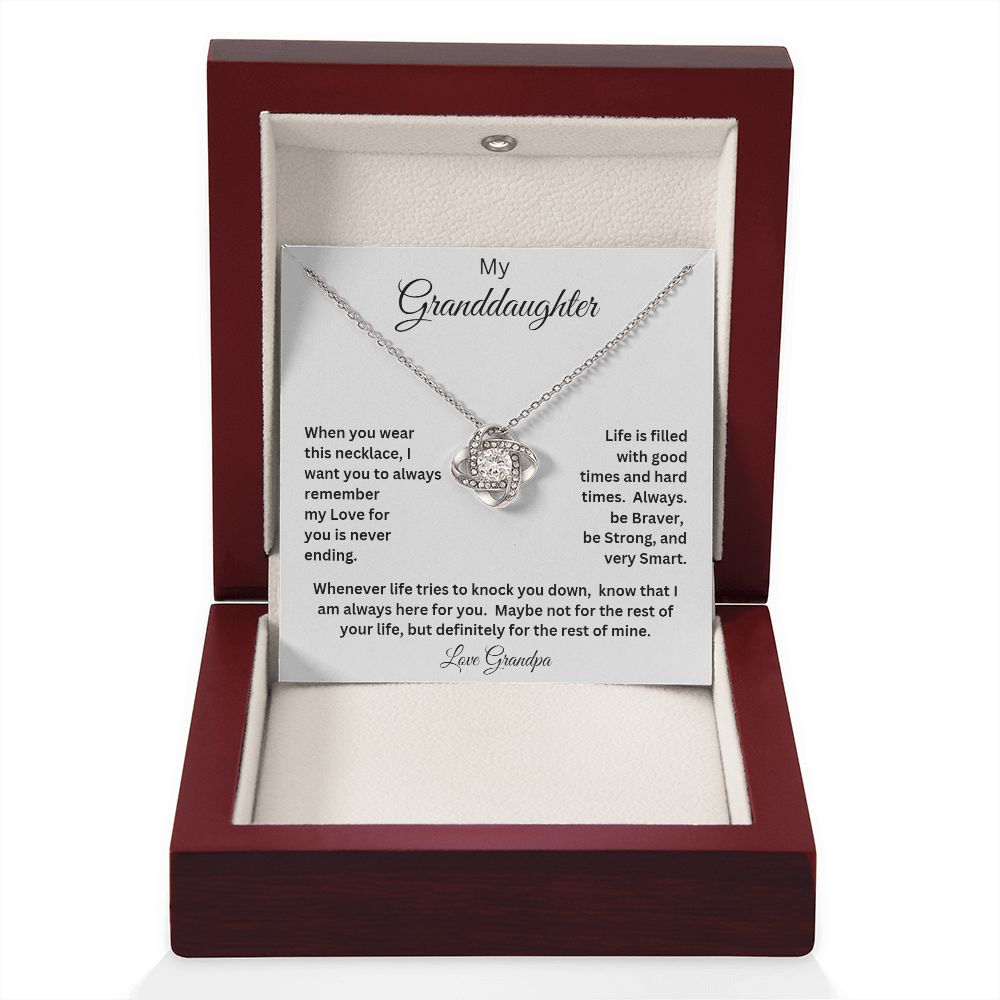 MY GRANDDAUGHTER LOVE GRANDPA LOVE KNOT NECKLACE