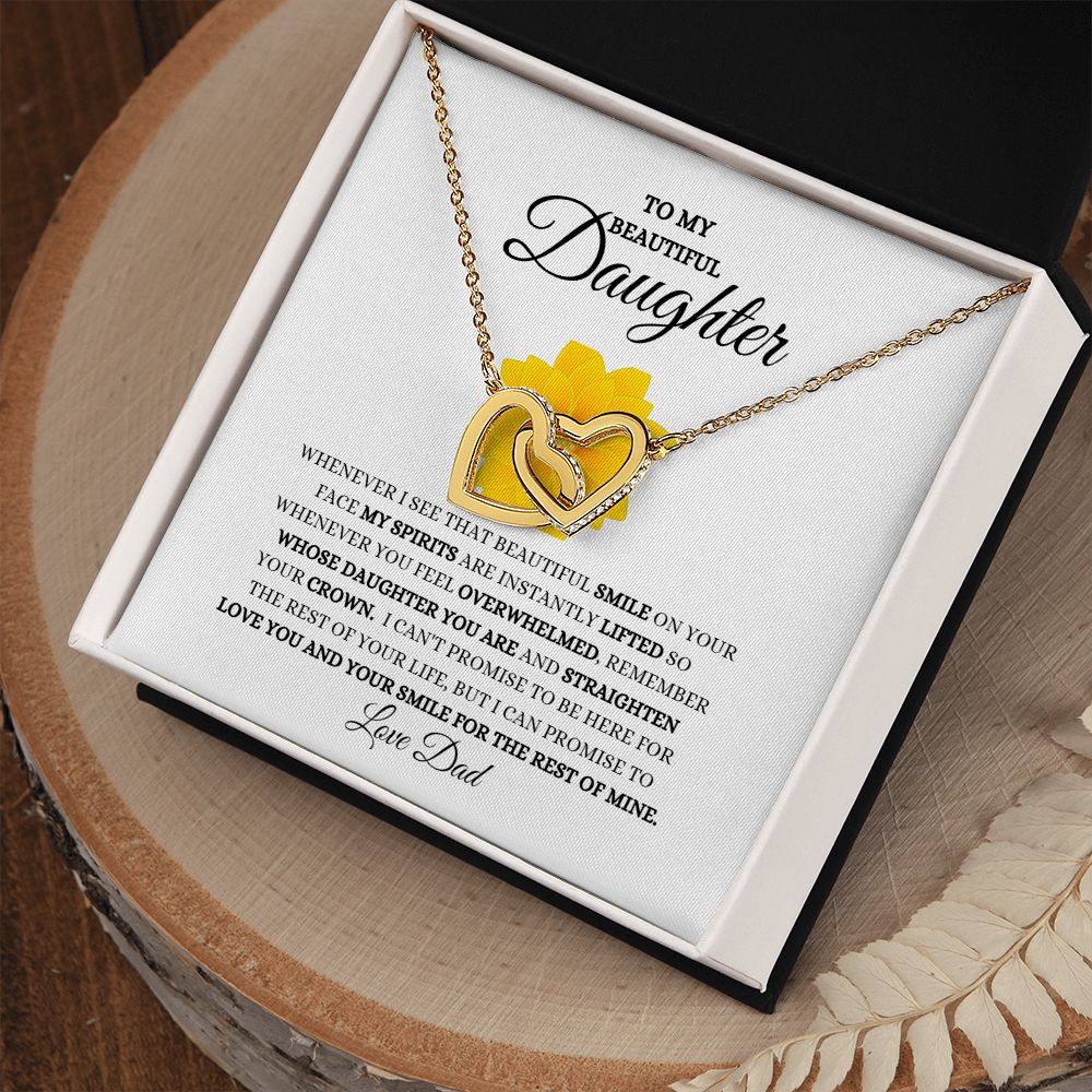 TO MY BEAUTIFUL DAUGHTER INTERLOCKING HEARTS NECKLACE