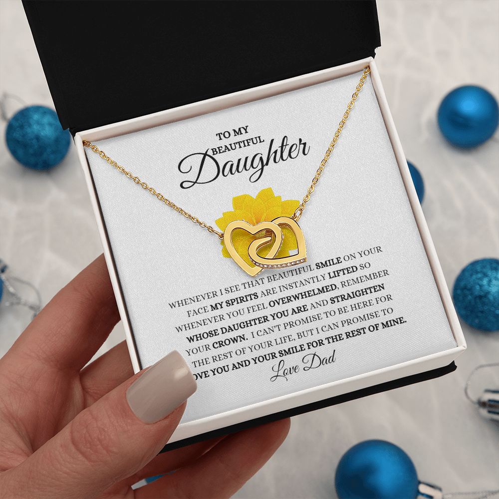 TO MY BEAUTIFUL DAUGHTER INTERLOCKING HEARTS NECKLACE
