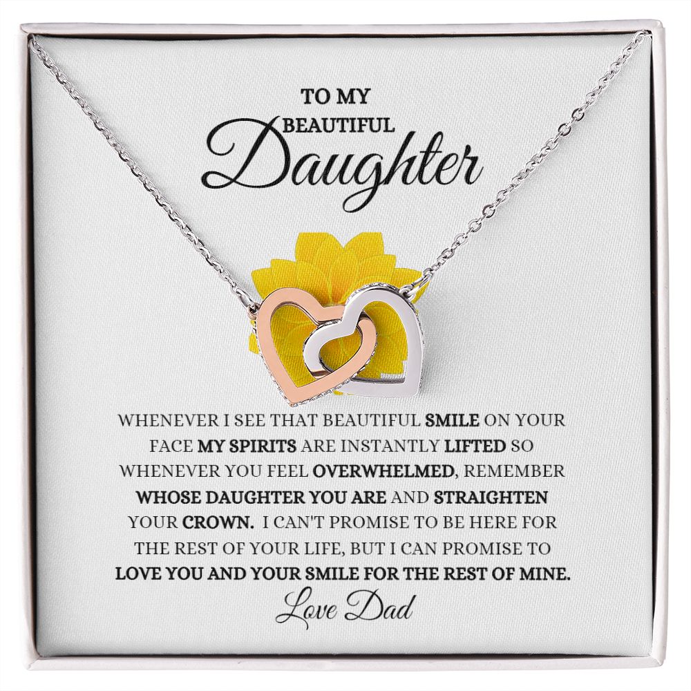 TO MY BEAUTIFUL DAUGHTER INTERLOCKING HEARTS NECKLACE
