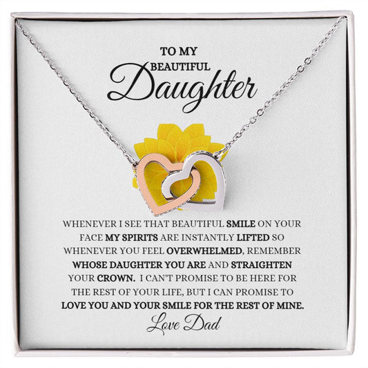 TO MY BEAUTIFUL DAUGHTER INTERLOCKING HEARTS NECKLACE