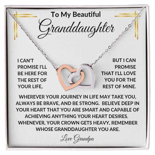 TO MY BEAUTIFUL GRANDDAUGHTER LOVE GRANDPA INTERLOCKING NECKLACE