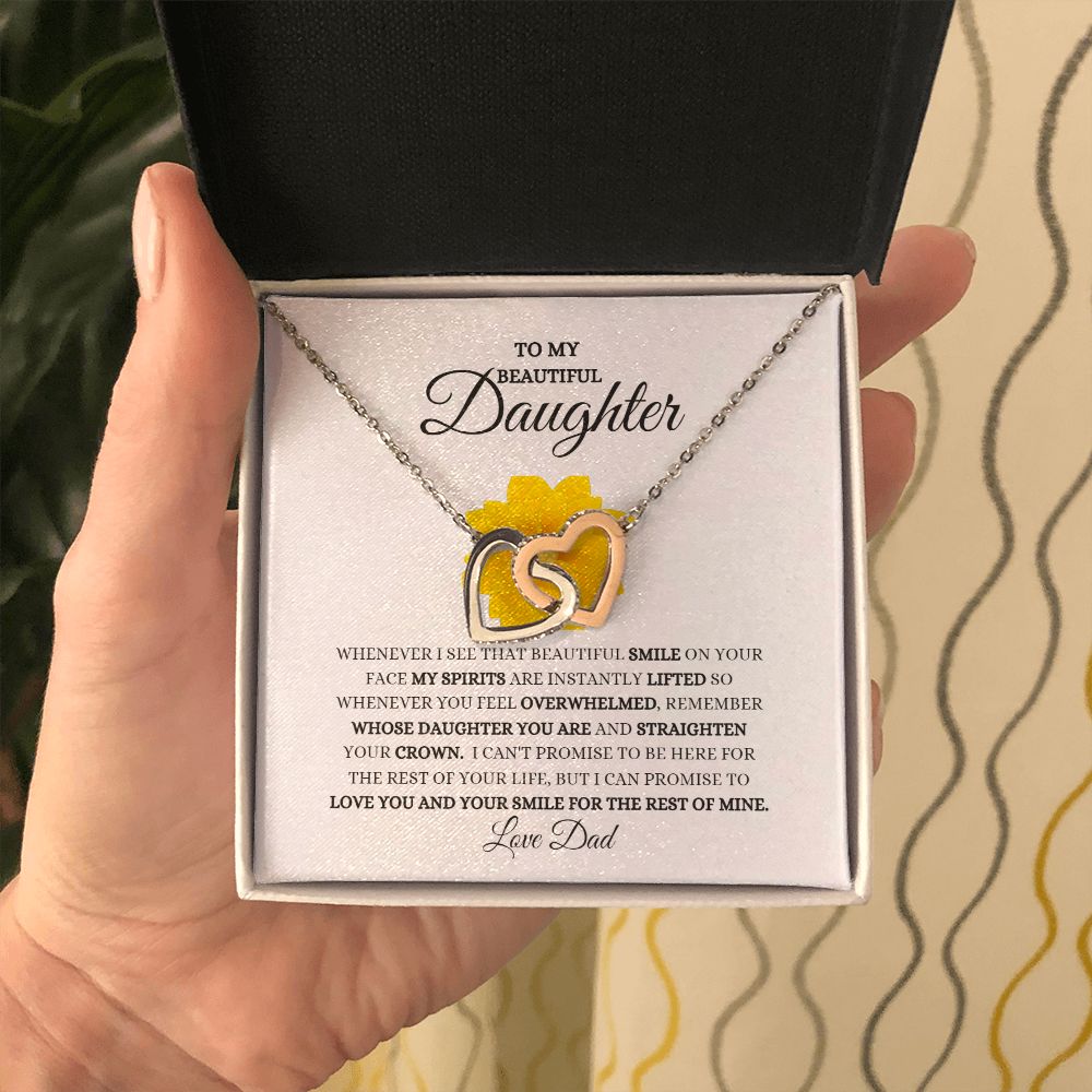 TO MY BEAUTIFUL DAUGHTER INTERLOCKING HEARTS NECKLACE
