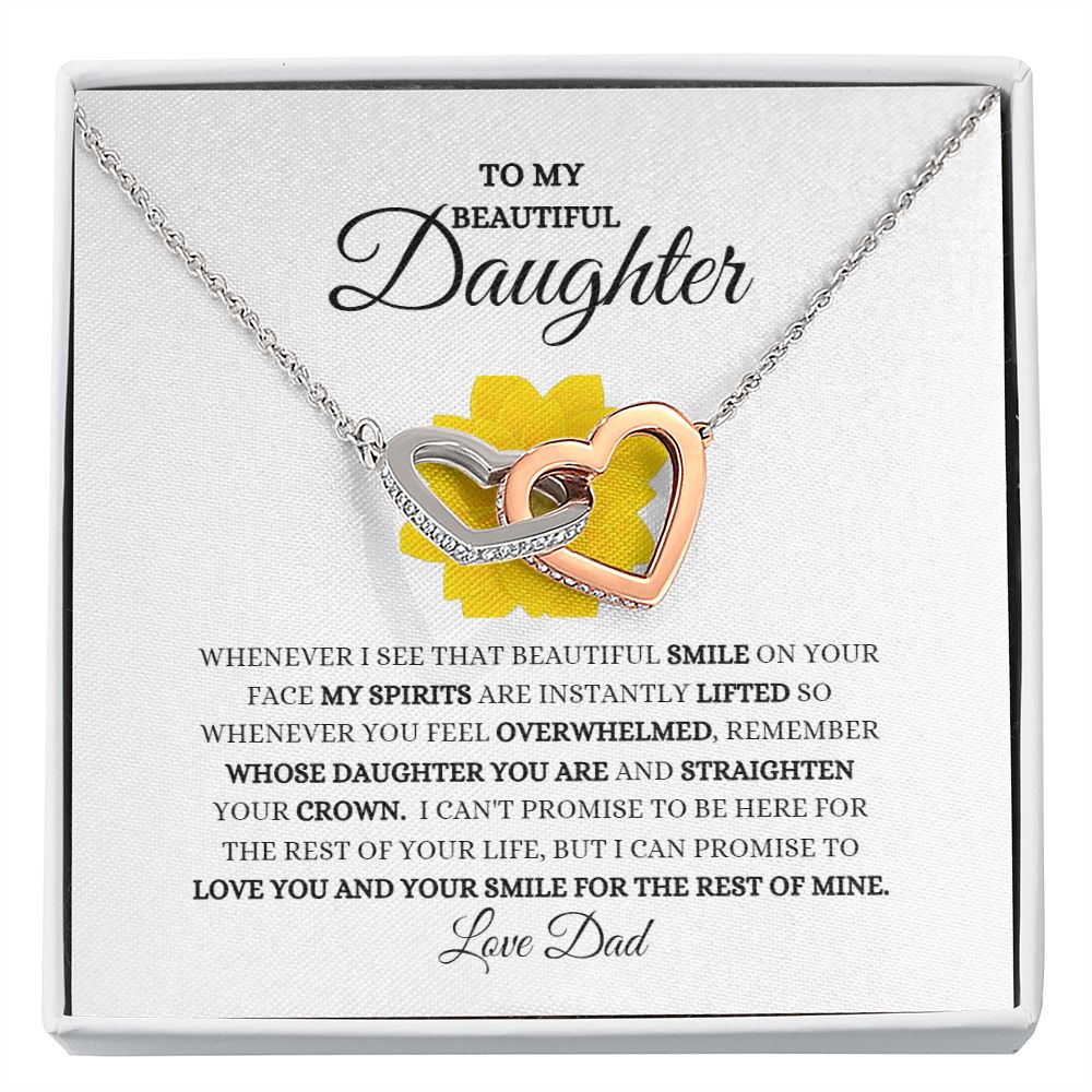 TO MY BEAUTIFUL DAUGHTER INTERLOCKING HEARTS NECKLACE