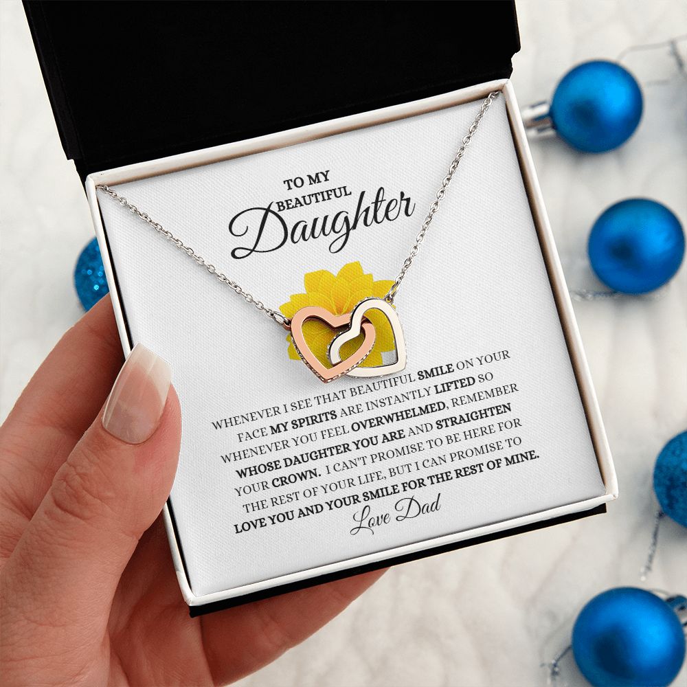 TO MY BEAUTIFUL DAUGHTER INTERLOCKING HEARTS NECKLACE