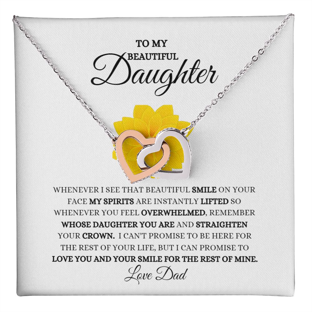 TO MY BEAUTIFUL DAUGHTER INTERLOCKING HEARTS NECKLACE