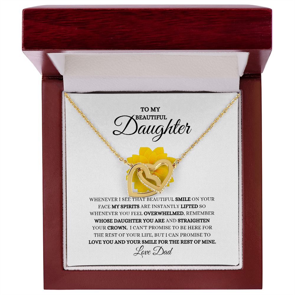 TO MY BEAUTIFUL DAUGHTER INTERLOCKING HEARTS NECKLACE