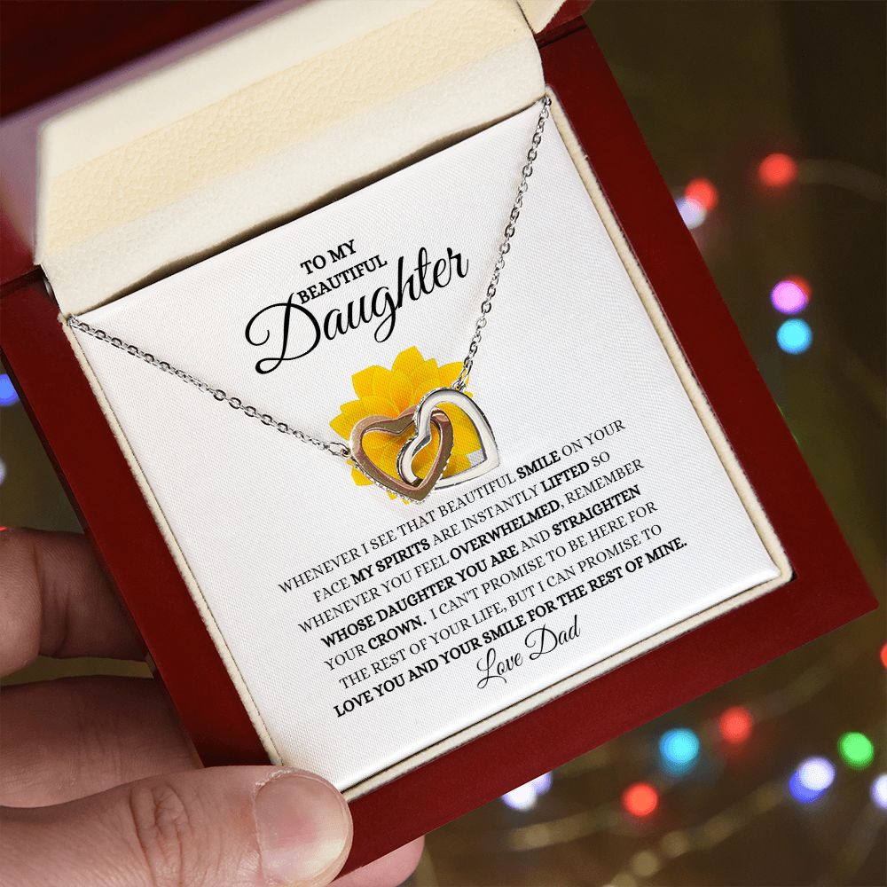 TO MY BEAUTIFUL DAUGHTER INTERLOCKING HEARTS NECKLACE