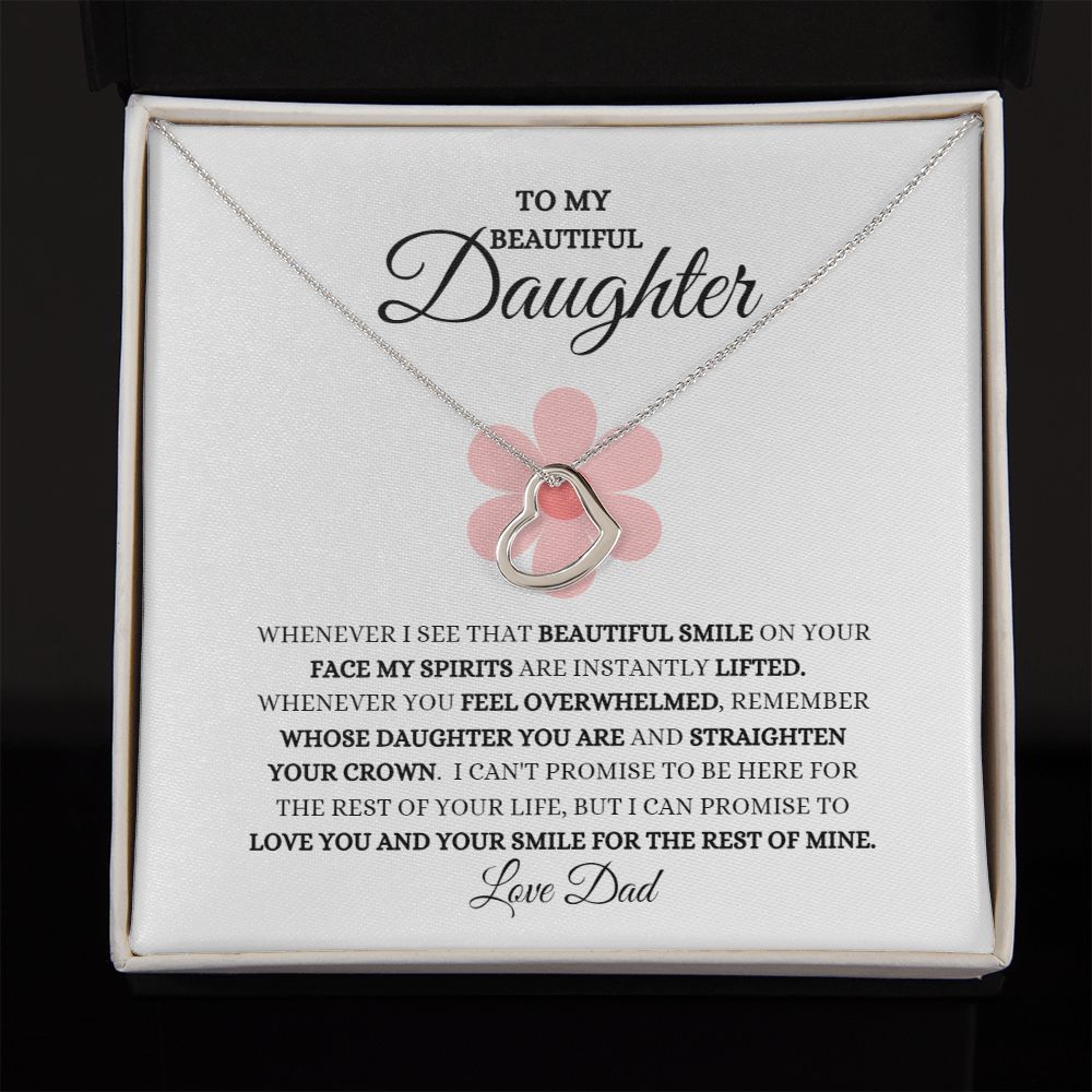 To My Beautiful Daughter  Delicate Heart Necklace