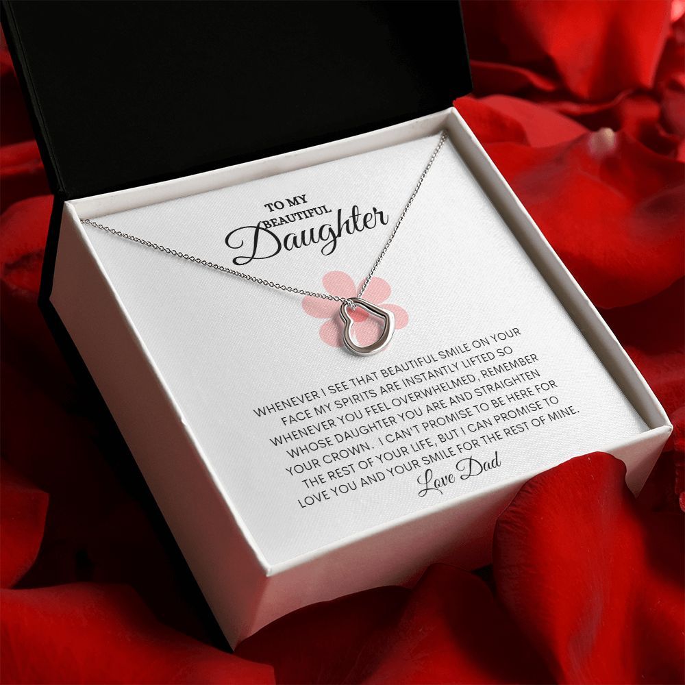 TO MY BEAUTIFUL DAUGHTER DELICATE HEART NECKLACE