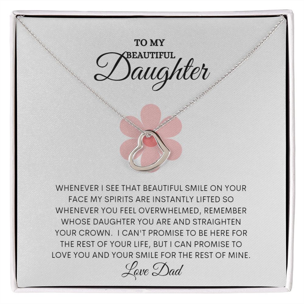 TO MY BEAUTIFUL DAUGHTER DELICATE HEART NECKLACE