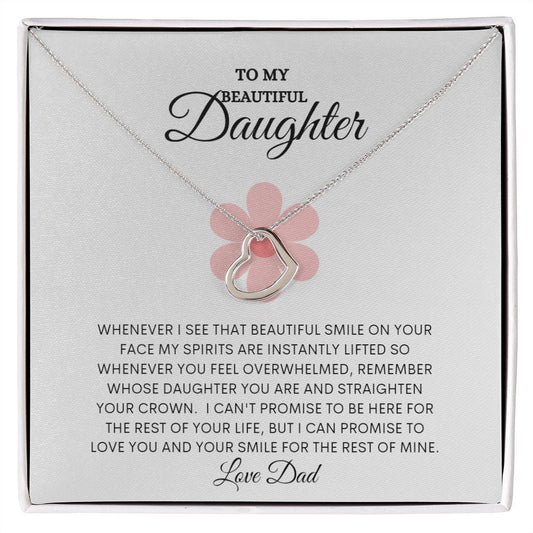 TO MY BEAUTIFUL DAUGHTER DELICATE HEART NECKLACE
