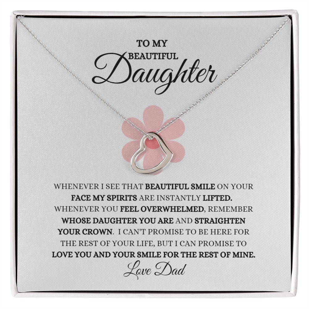 To My Beautiful Daughter  Delicate Heart Necklace