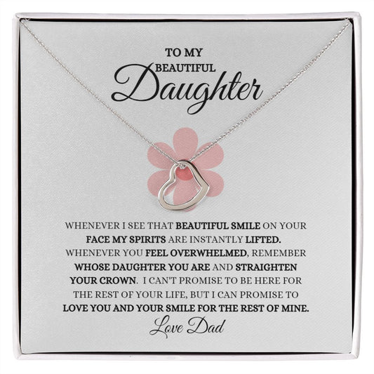 To My Beautiful Daughter  Delicate Heart Necklace