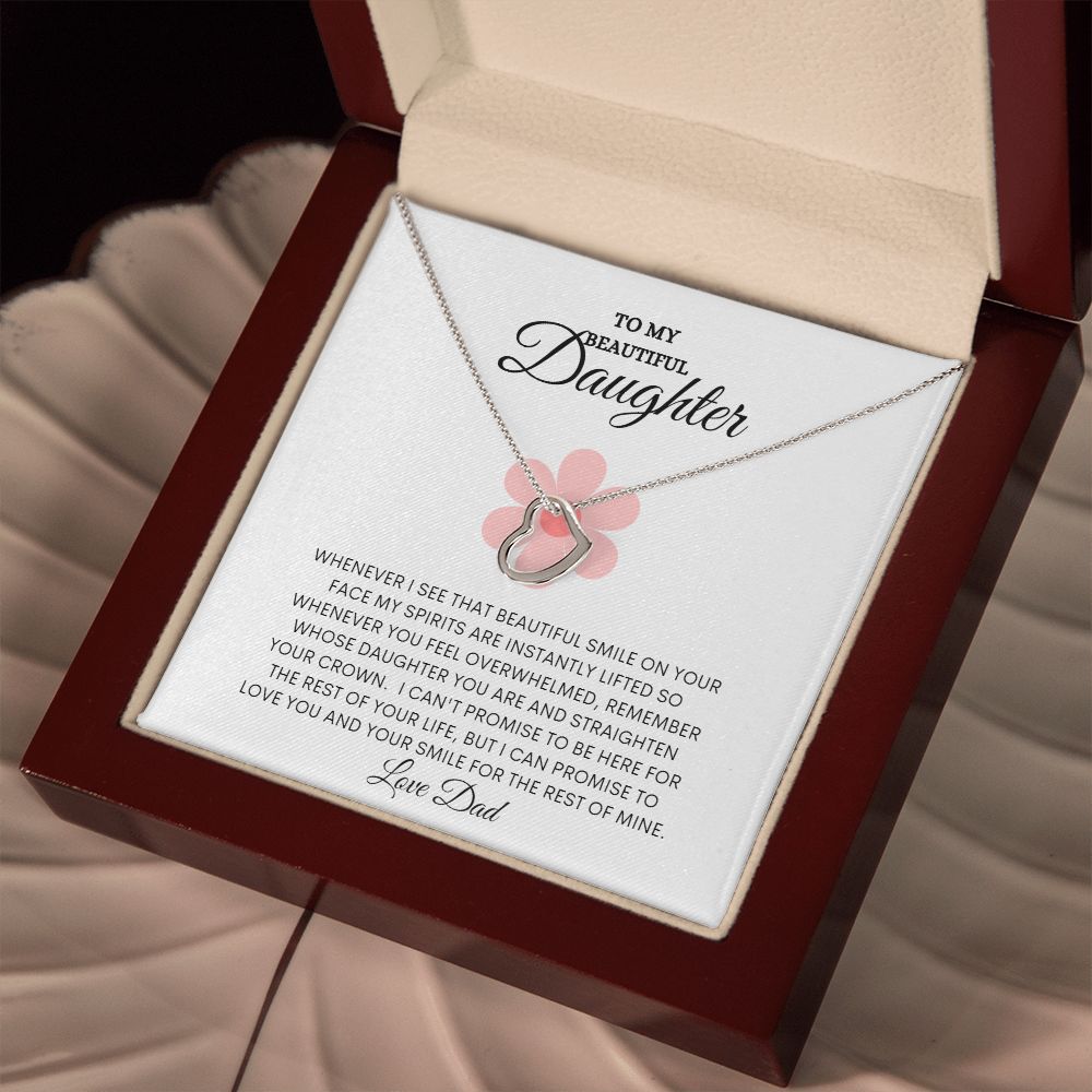 TO MY BEAUTIFUL DAUGHTER DELICATE HEART NECKLACE