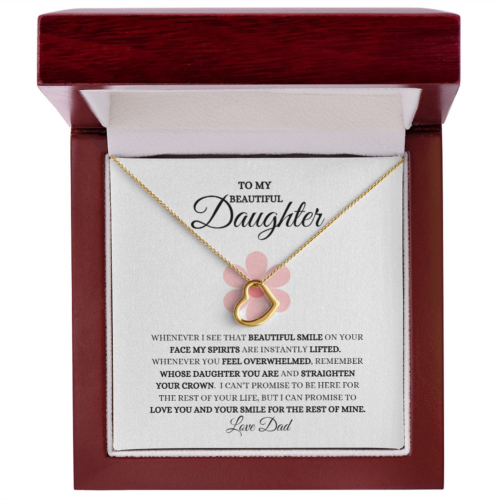 To My Beautiful Daughter  Delicate Heart Necklace