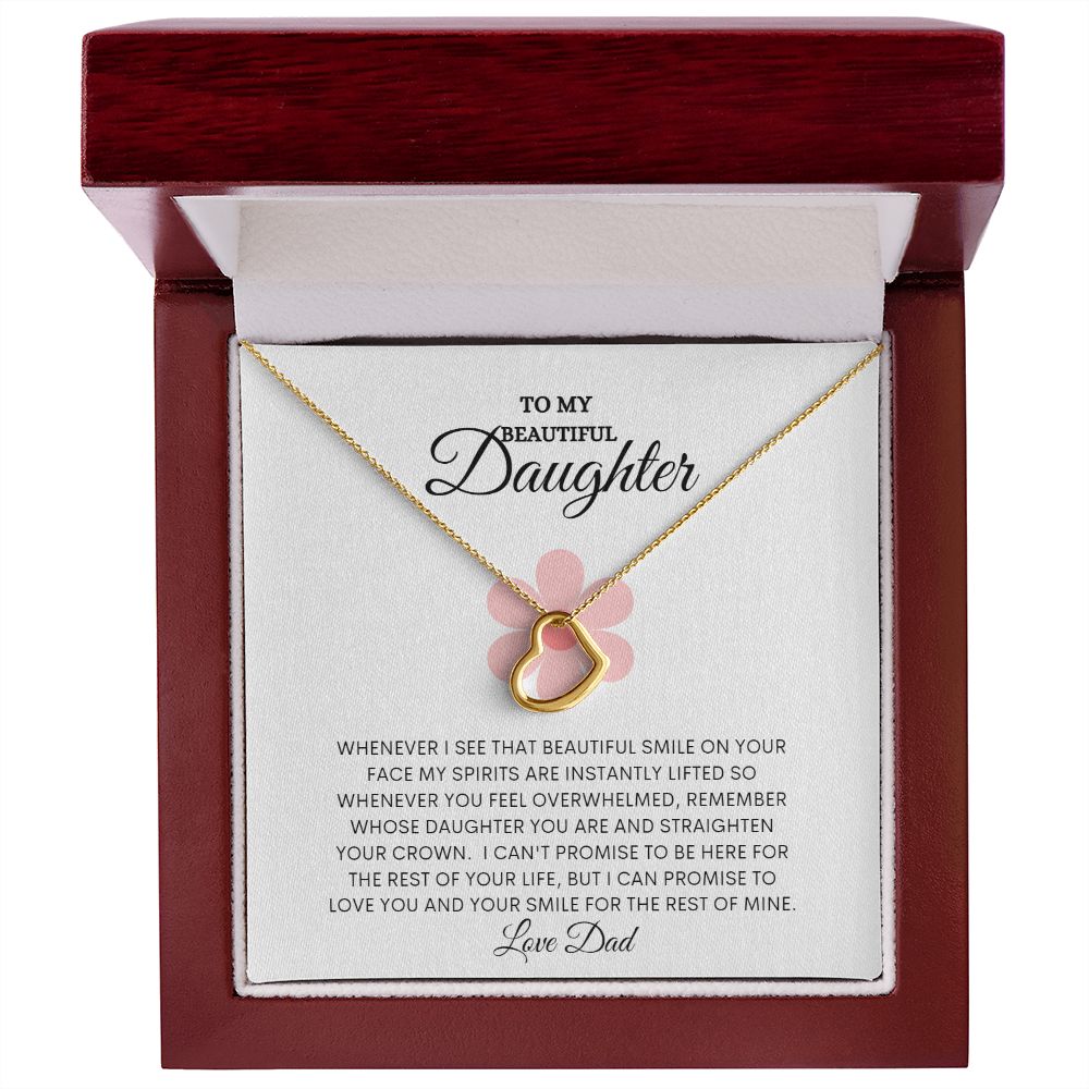 TO MY BEAUTIFUL DAUGHTER DELICATE HEART NECKLACE