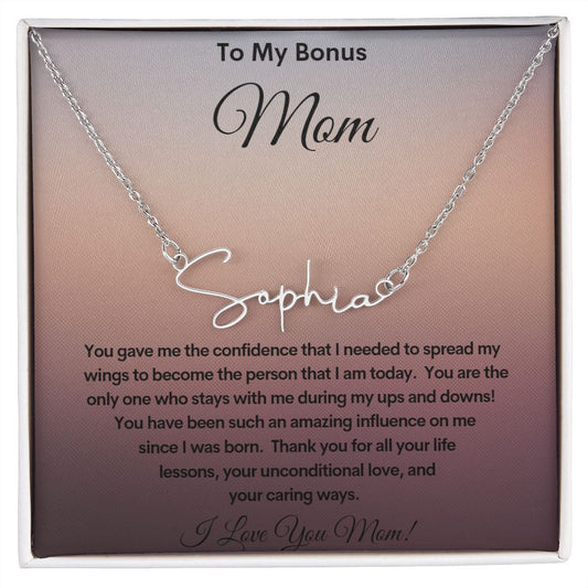 TO MY BONUS MOM SIGNATURE STYLE NAME NECKLACE