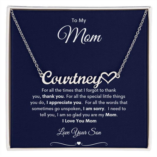 TO MY MOM HEART NAME NECKLACE