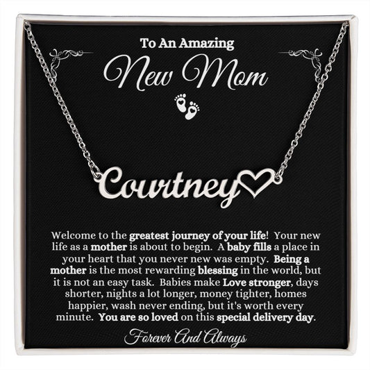 TO AN AMAZING NEW MOM HEART NAME MECKLACE