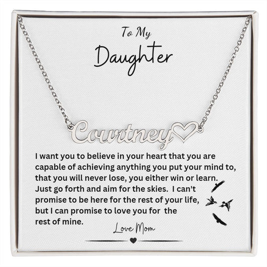 TO MY DAUGHTER HEART NAME NECKLACE