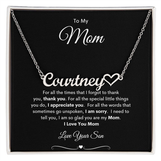 TO MY MOM PERSONALIZED HEART NAME NECKLACE
