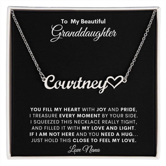 TO MY BEAUTIFUL GRANDDAUGHTER LOVE NANA  PERSONALIZED HEART NAME NECKLACE