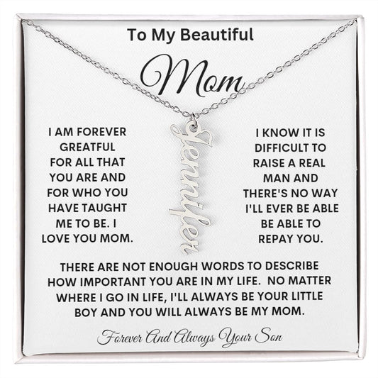 TO MY BEAUTIFUL MOM PERSONALIZED NAME NECKLACE