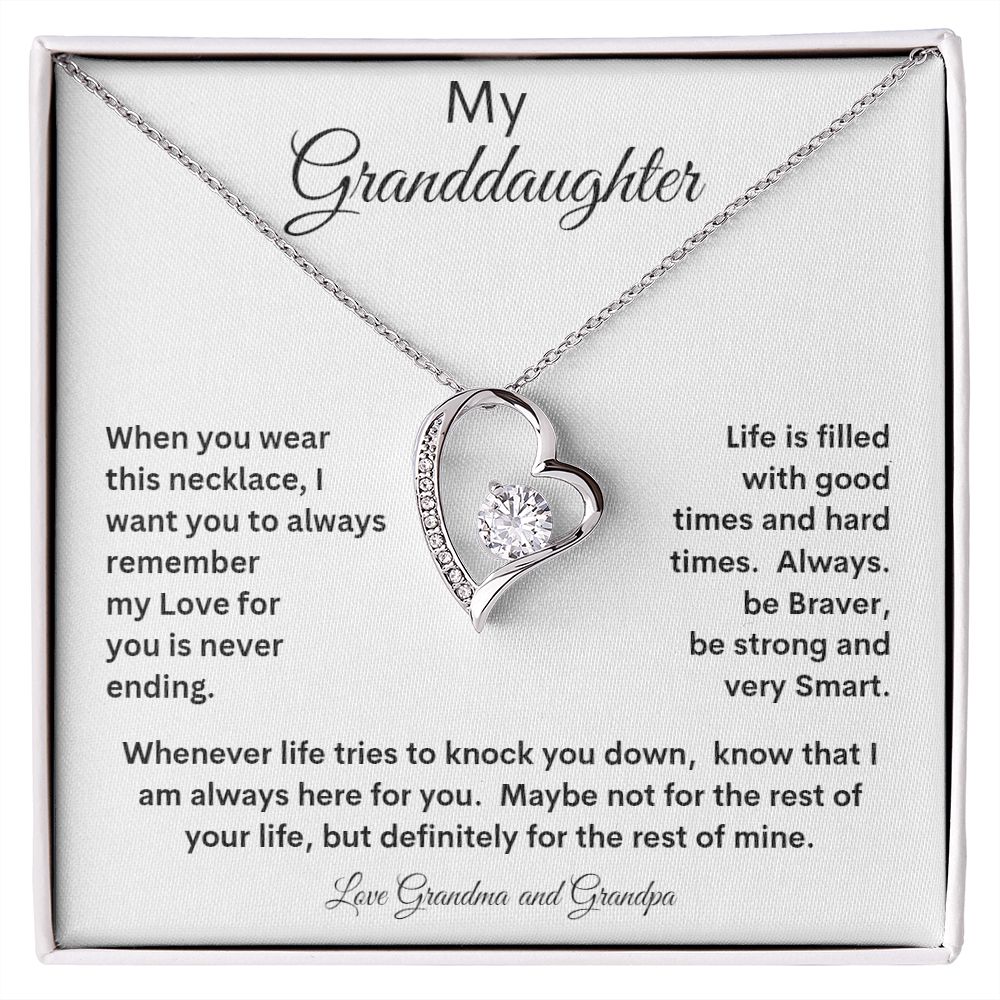 MY GRANDDAUGHTER LOVE GRANDMA AND GRANPA  FOREVER LOVE NECKLACE