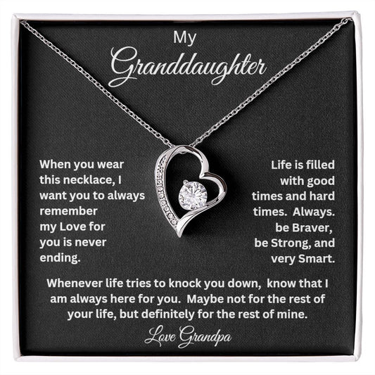 TO MY GRANDDAUGHTER LOVE GRANDPA FOREVER LOVE NECKLACE