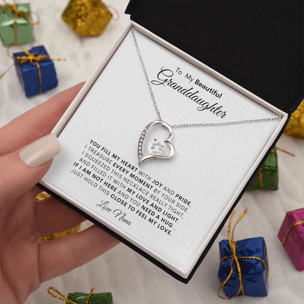 TO MY BEAUTIFUL GRANDDAUGHTER LOVE NANA FOREVER LOVE NECKLACE