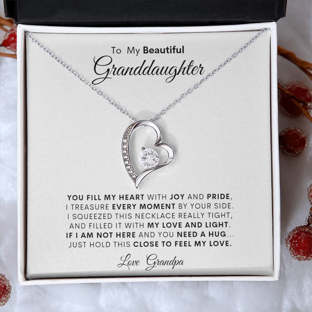 TO MY BEAUTIFUL GRANDDAUGHTER LOVE GRANDPA FOREVER LOVE NECKLACE