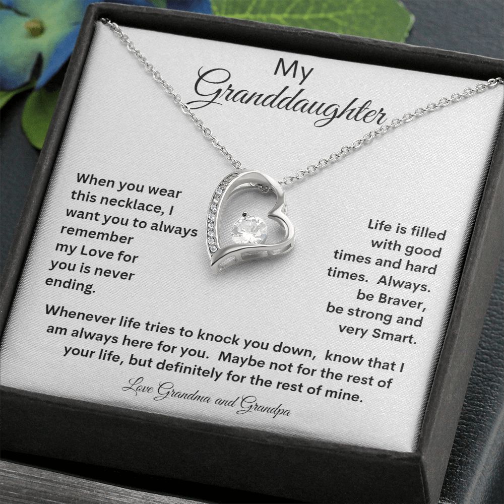 MY GRANDDAUGHTER LOVE GRANDMA AND GRANPA  FOREVER LOVE NECKLACE