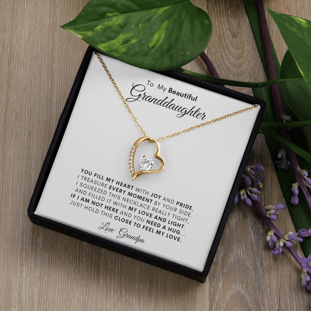 TO MY BEAUTIFUL GRANDDAUGHTER LOVE GRANDPA FOREVER LOVE NECKLACE
