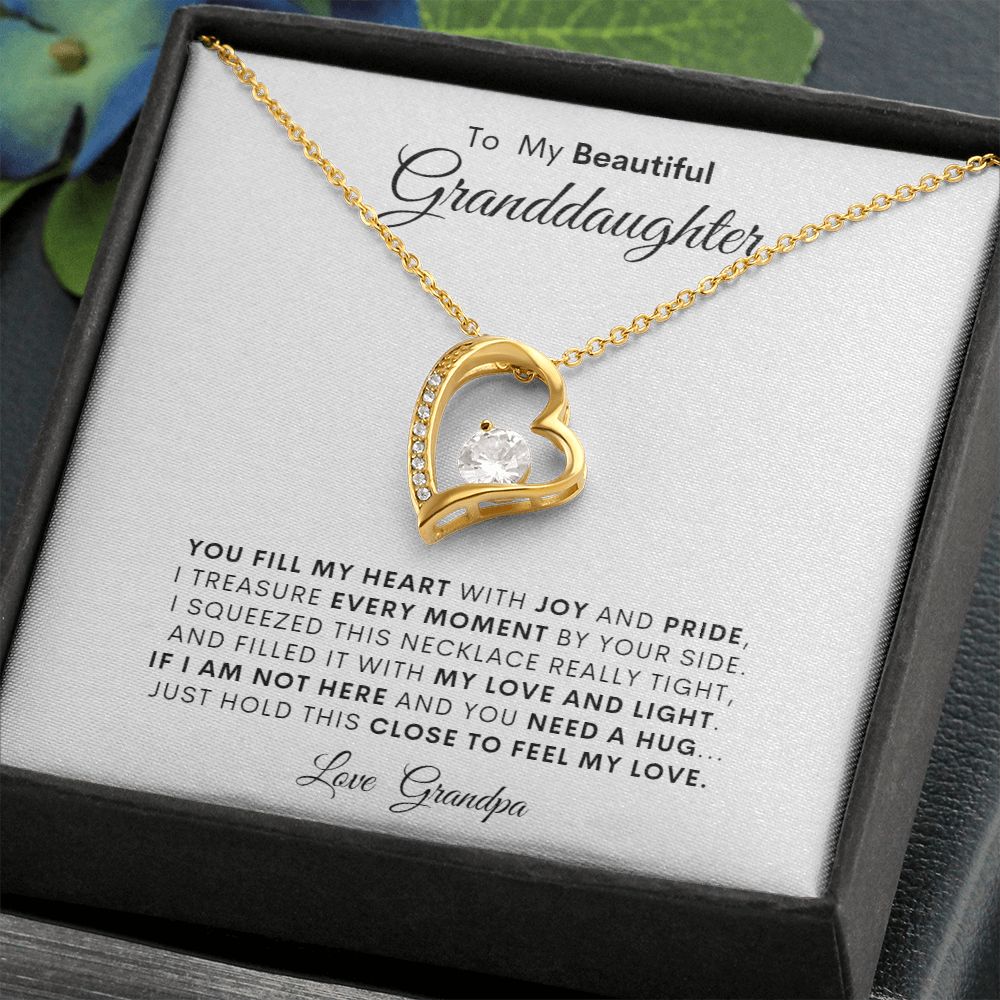 TO MY BEAUTIFUL GRANDDAUGHTER LOVE GRANDPA FOREVER LOVE NECKLACE